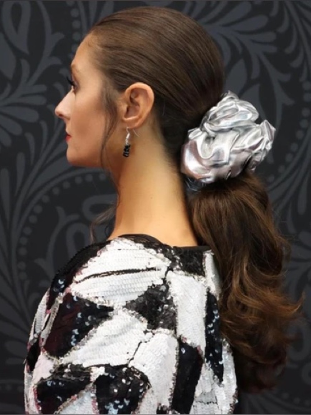 Pink Pewter Faux Leather oversized Scrunchie